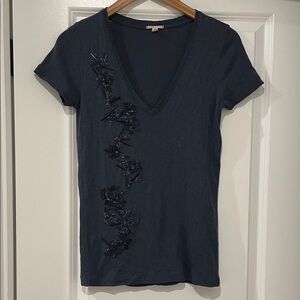 J. Crew Elegant Navy Blue Embellished Women's Top size small